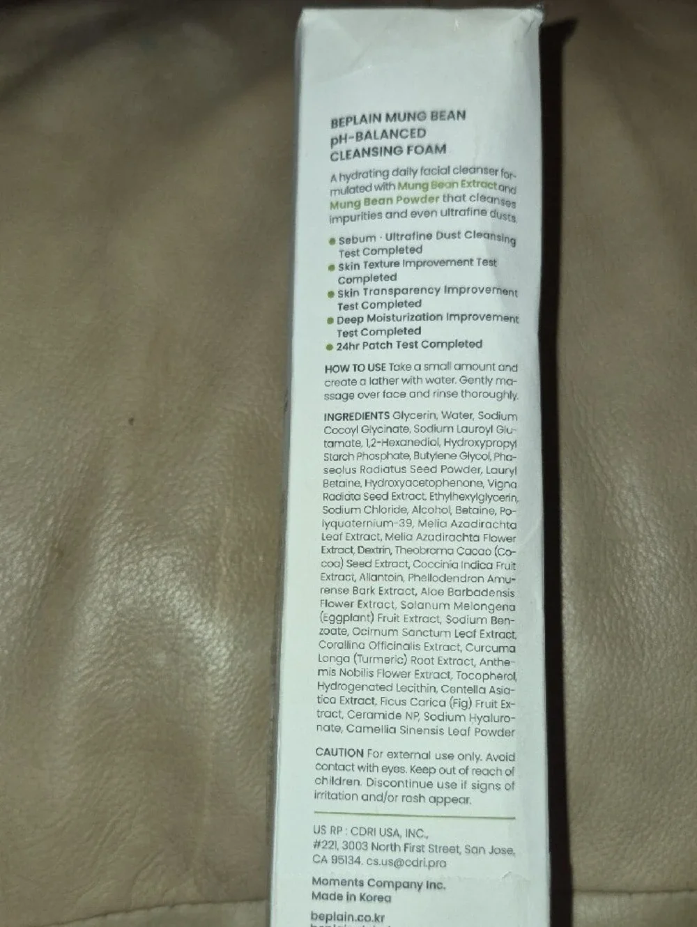 beplain Mung Bean pH-Balanced Cleansing Foam - Nwt